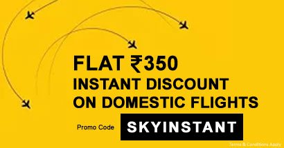 Flat Rs. 350 Instant Discount on Domestic Flights